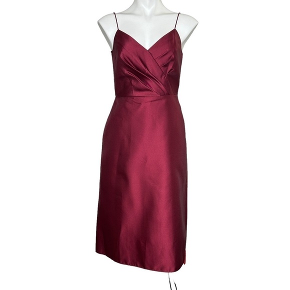 Alfred Sung draped faux wrap cocktail dress pockets burgundy NWT 6 - Picture 4 of 7